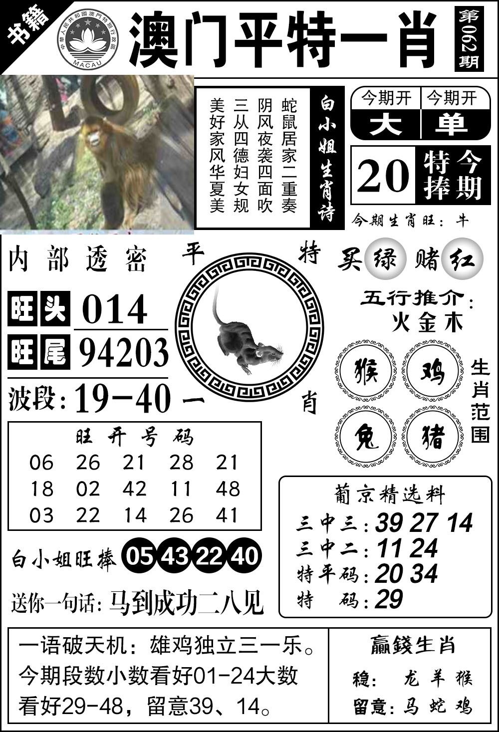 062期澳门内部透密[图]