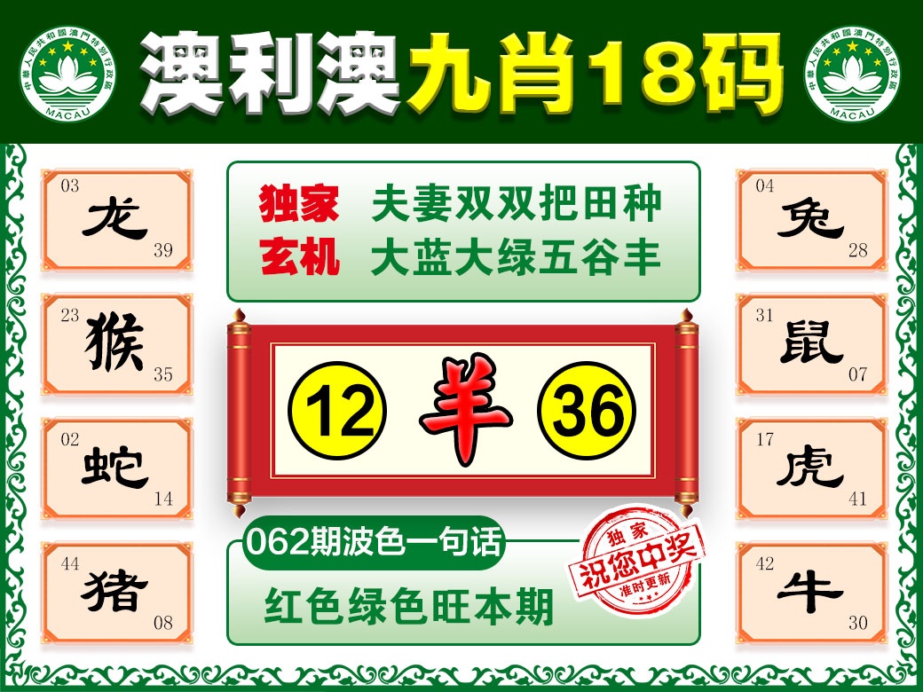062期澳利澳九肖[图]