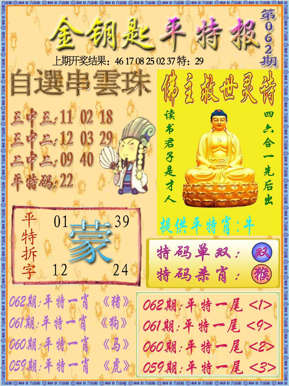 062期金钥匙平特报[图]